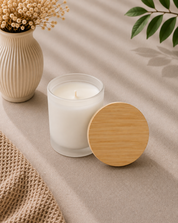 86 Bougie parfumée personnalisée avec couvercle en bambou