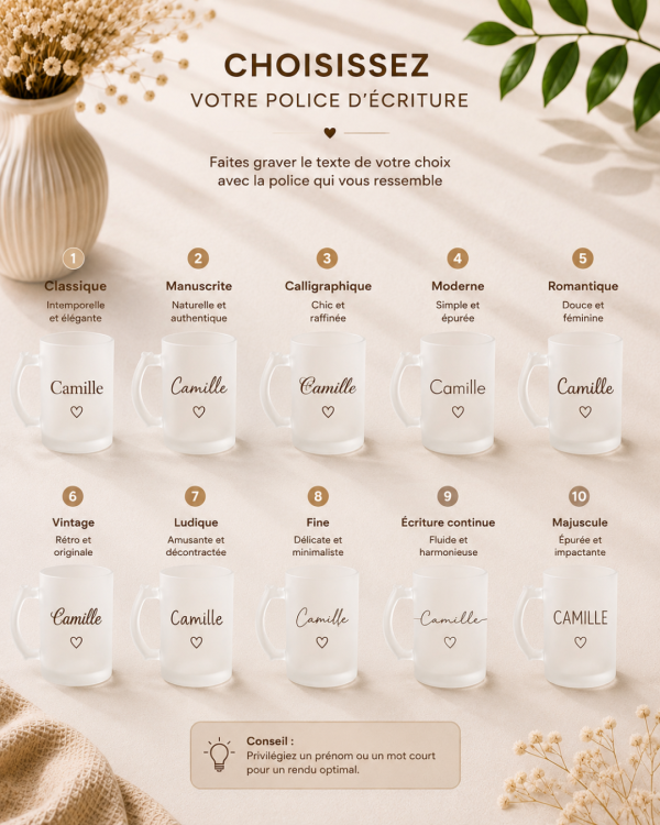 Chope à bière personnalisée - verre givré