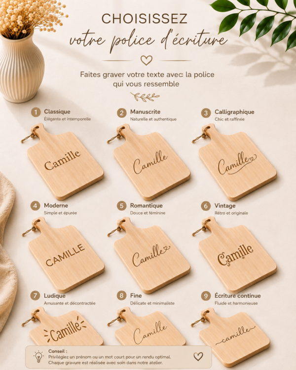 Planche à découper en bois personalisée