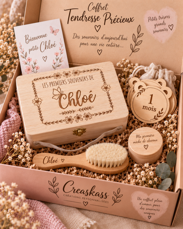 Coffret Tendresse Précieux - coffret souvenirs bébé personnalisé