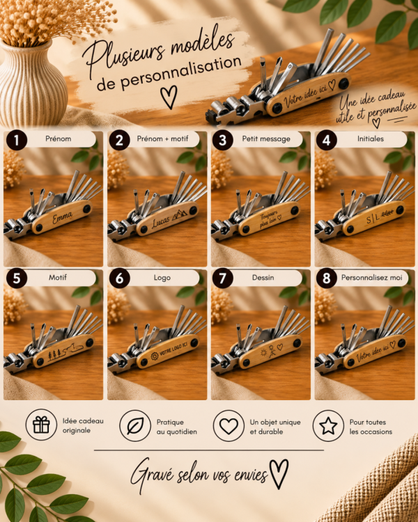 Multi outils en bambou personnalisé