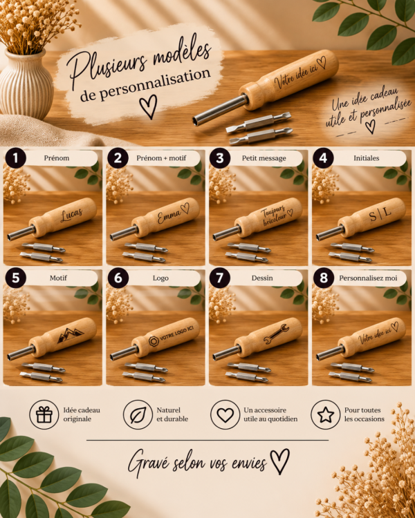 Tournevis en bois personnalisé