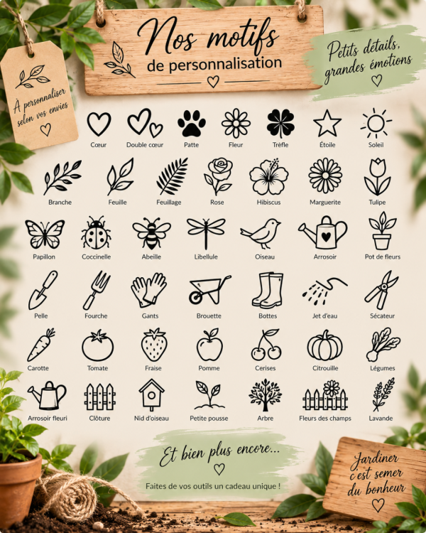 Box cadeau du jardinier - Lot de 3 outils de jardinage personnalisés