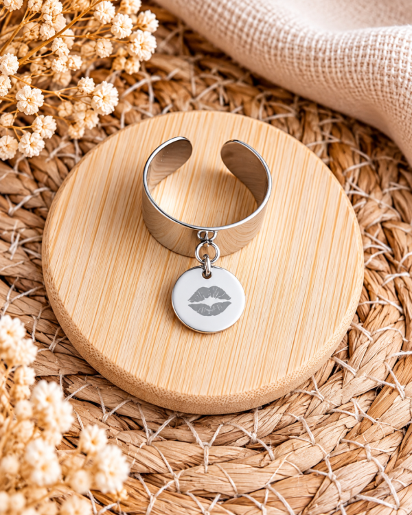 Bague personnalisée avec médaille gravé - Taille M