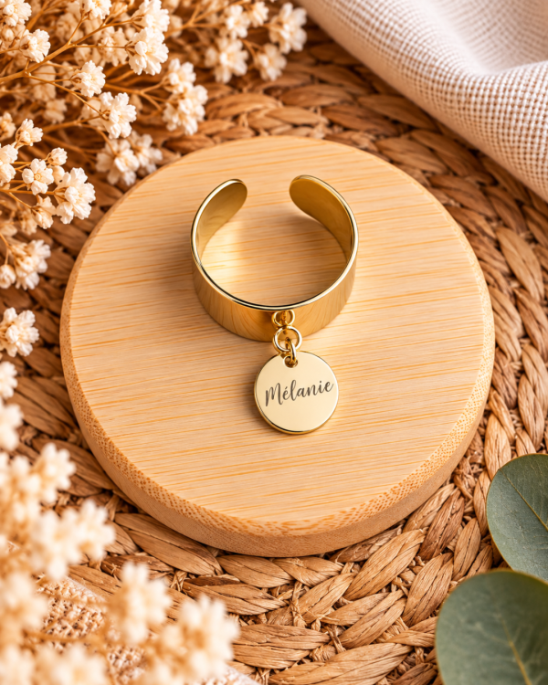 Bague personnalisée avec médaille gravé - Taille M