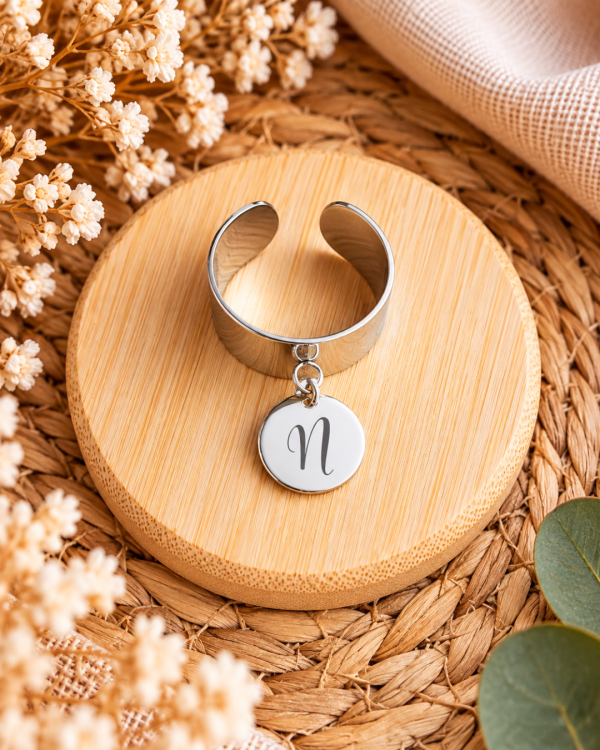 Bague personnalisée avec médaille gravé - Taille M