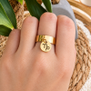 Bague personnalisée avec médaille gravé - Taille S
