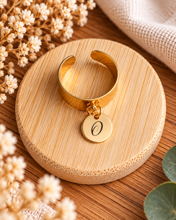 Bague personnalisée avec médaille gravé - Taille S