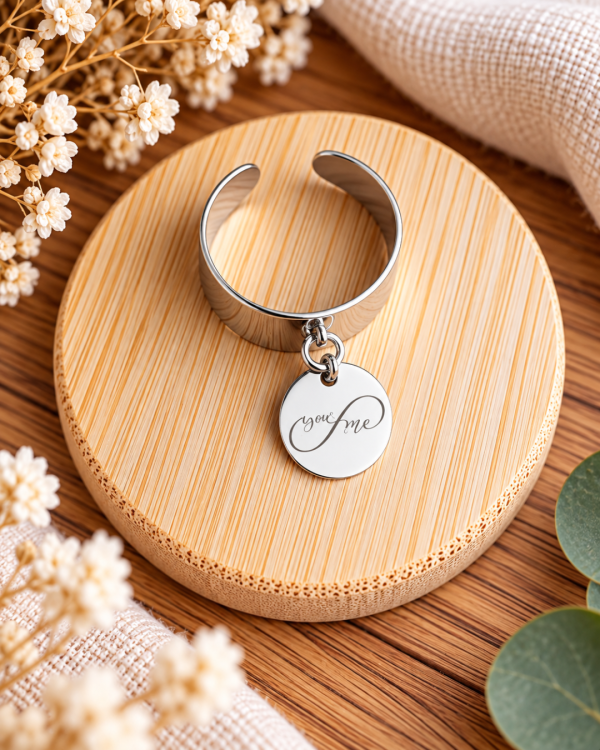 Bague personnalisée avec médaille gravé - Taille S