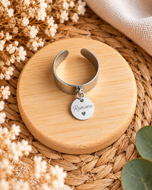Bague personnalisée avec médaille gravé - Taille S