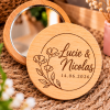 Miroir de poche en bois personnalisé - Cercle floral