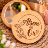 Miroir de poche en bois personnalisé - Cercle floral