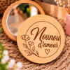 Miroir de poche en bois personnalisé - Cercle floral