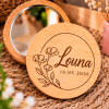 Miroir de poche en bois personnalisé - Cercle floral