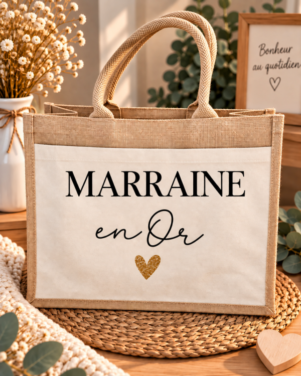 Sac cabas en jute personnalisé - en Or