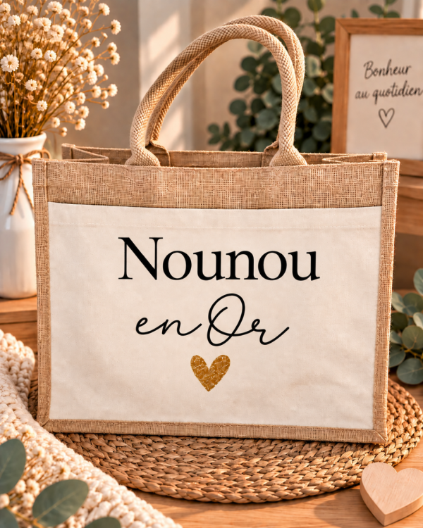 Sac cabas en jute personnalisé - en Or